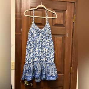 Blue and white floral dress